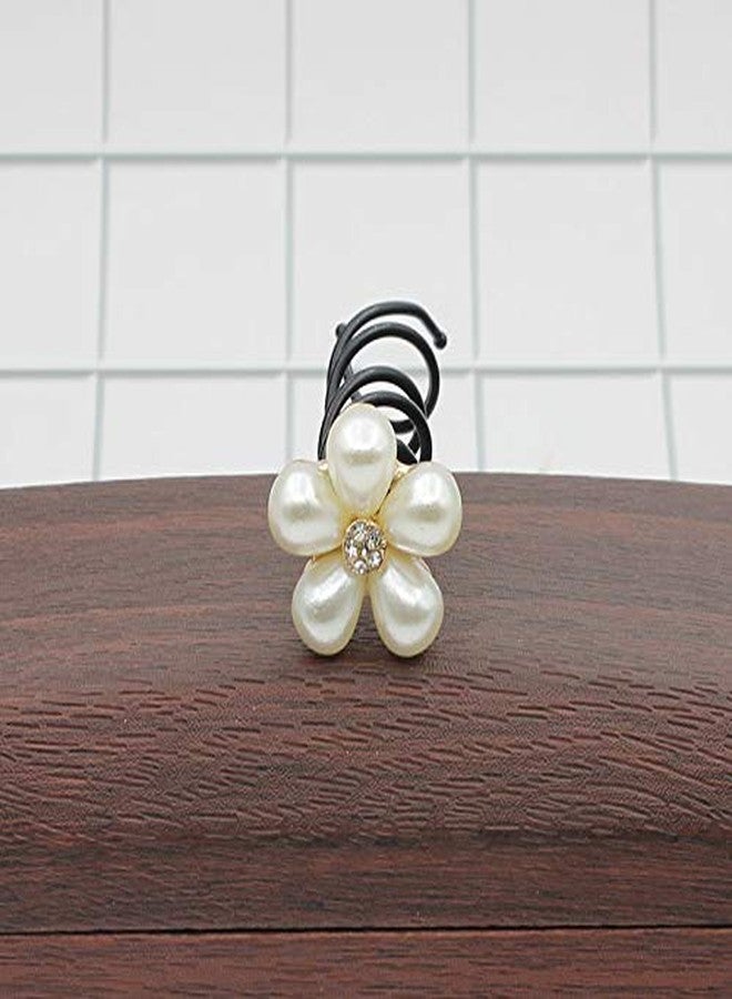 canjoyn 10 Pcs Flower Spin Hair Pins Swirl Hair Twists Coils Hair Clips Bridal Rhinestone Pearl Metal Spiral Twist Updo Hair Pins DIY Hair Style Hair Accessories for Wedding, Prom, Party (flower E) - Image 3
