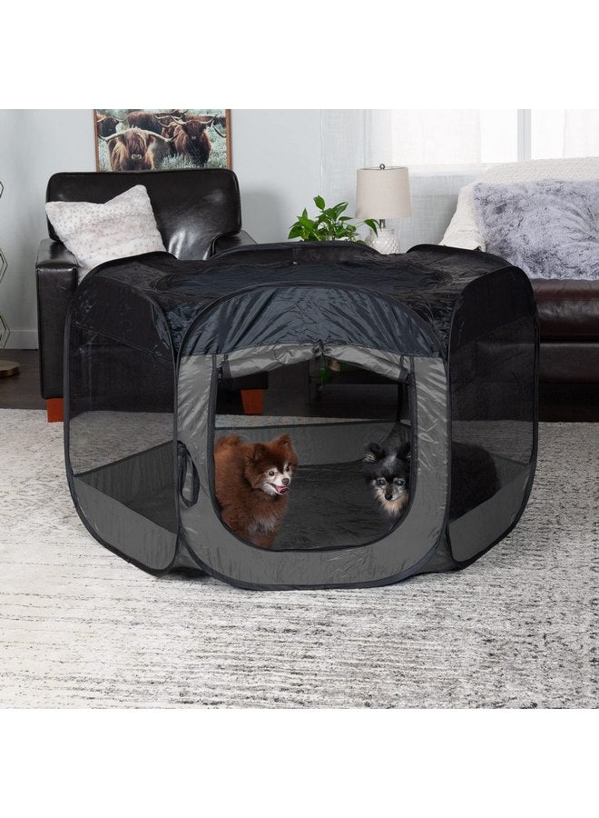 Furhaven Portable Dog Playpen Cat Tent, Pet playground/kennel foldable indoor outdoor zippered puppy crate - Gray, Extra Large - Image 3