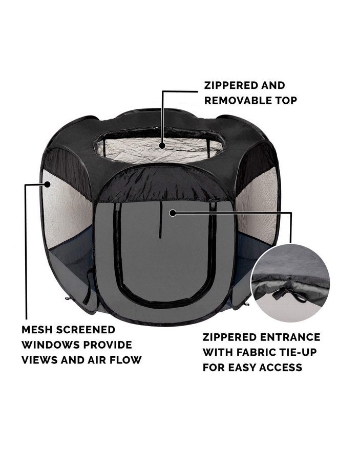 Furhaven Portable Dog Playpen Cat Tent, Pet playground/kennel foldable indoor outdoor zippered puppy crate - Gray, Extra Large - Image 4