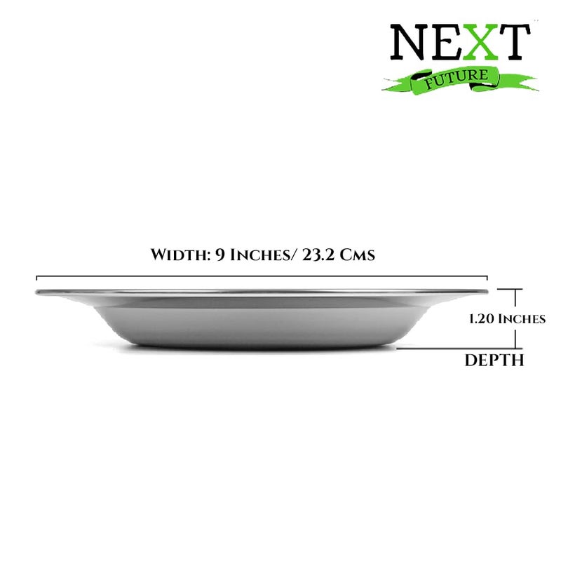Next Future Stainless Steel Deep SoupBreakfastMaggiPastaGravy Plate Medium Size with Mirror Polish Heavy Gauge Soup Plate Set of 6 Diameter 8 Inches 21 cms 9 Inches SemiLarge - Image 2