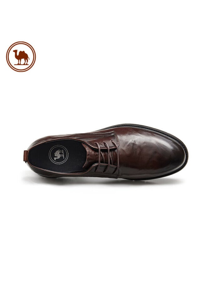 CAMELJEANS Luotuo Brand Leather Shoes For Men, Casual Fashionable Business Lace-up Formal Derby Wedding Shoes, P15s005004, Brown, Size 42 - Image 5