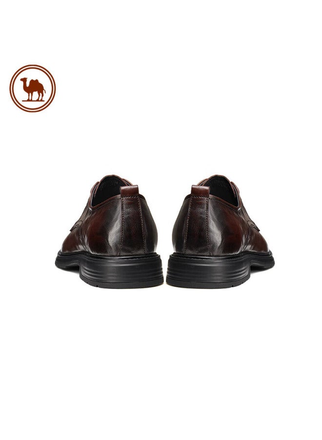 CAMELJEANS Luotuo Brand Leather Shoes For Men, Casual Fashionable Business Lace-up Formal Derby Wedding Shoes, P15s005004, Brown, Size 42 - Image 4