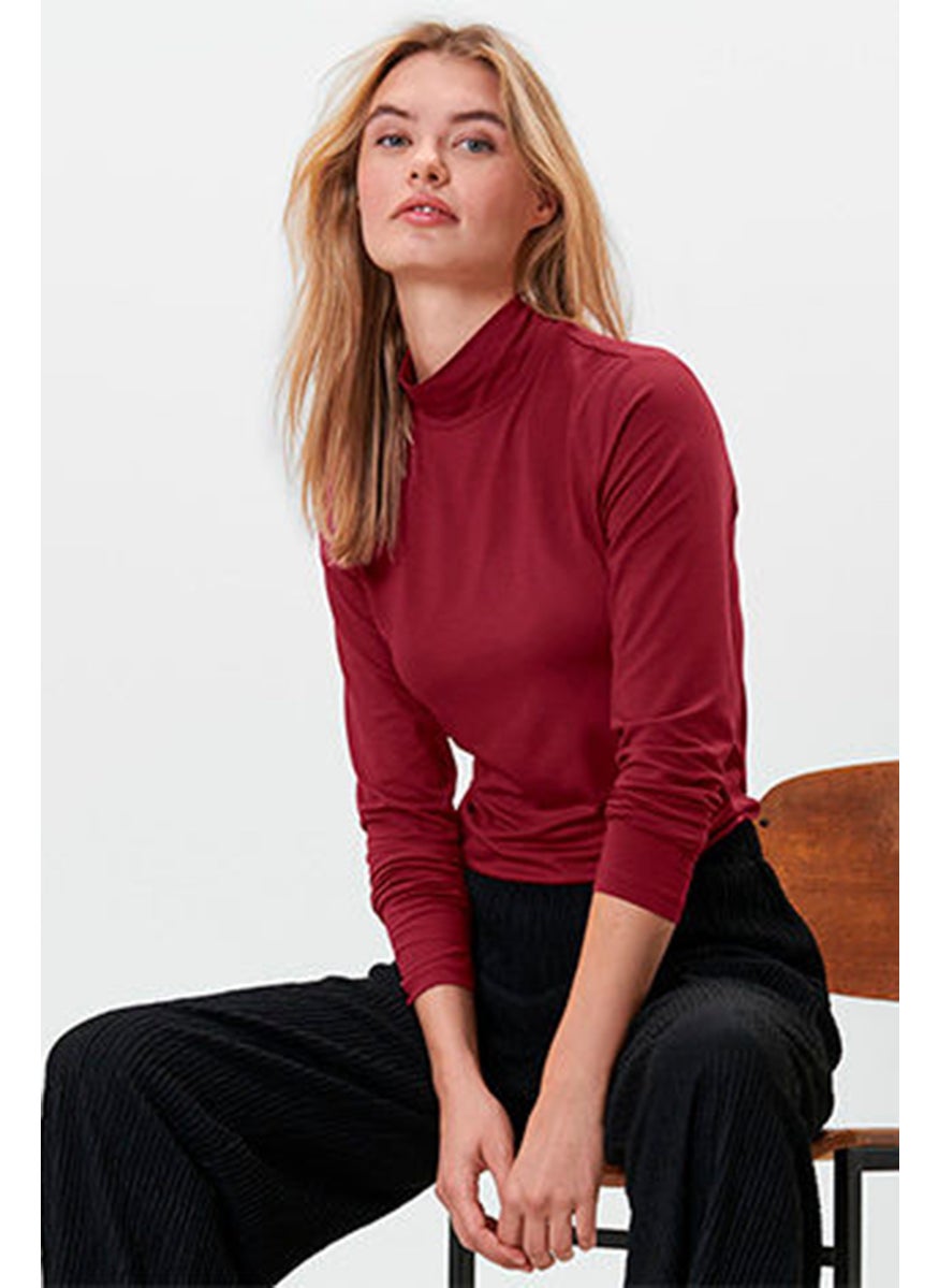 Women High Neck Long Sleeve Plain Top, Maroon - pzsku/Z6FE2AD4E315BB914EC83Z/45/_/1727187810/cec07964-b3f2-4eba-8afe-6ae1c1b1049a