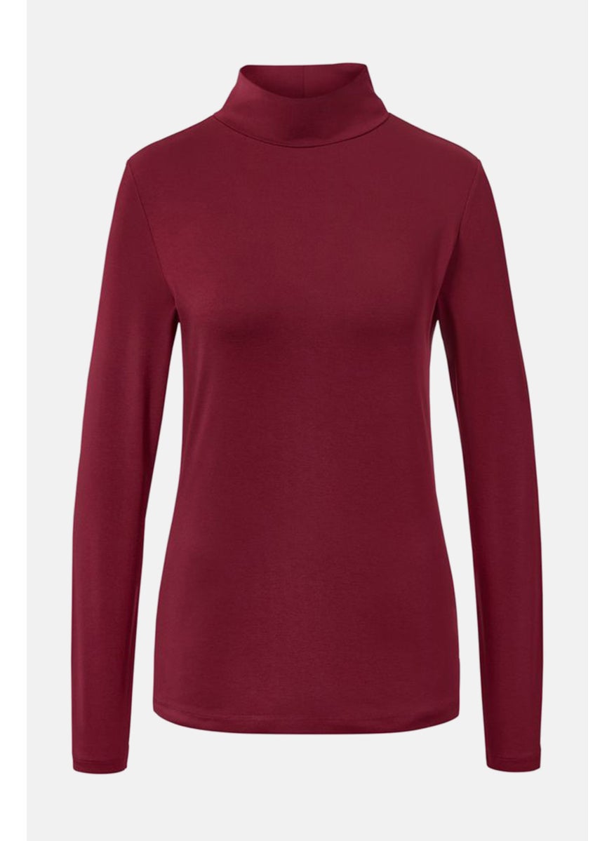 Women High Neck Long Sleeve Plain Top, Maroon - pzsku/Z6FE2AD4E315BB914EC83Z/45/_/1727187907/47bf23ed-b463-443f-9062-ec37bebbe6da