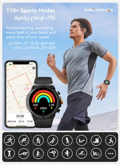 DuneVoyager Smartwatch With HD AMOLED Display 370mAh  Round Smart Watch for Men Women，HD BT Calling，Multi Sport Modes，IP68 Waterproof，Real-Time Heart Rate & SPO2 Monitoring，GPS Tracking，Ultra-Smart Watch Black  - Image 3