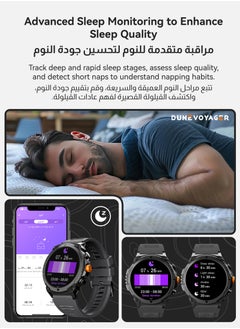 DuneVoyager Smartwatch With HD AMOLED Display 370mAh  Round Smart Watch for Men Women，HD BT Calling，Multi Sport Modes，IP68 Waterproof，Real-Time Heart Rate & SPO2 Monitoring，GPS Tracking，Ultra-Smart Watch Black  - Image 5