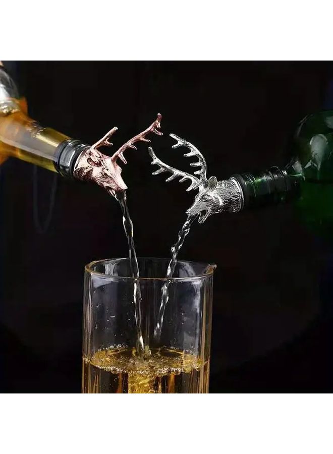Rose Golden Zinc Alloy Deer Head Wine Pourer Stag Bottle Stopper Aerator - Image 1