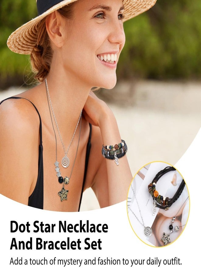 CZMZHFC Multilayer Y2K Star Necklace and Fairycore Grunge Bracelet Set, Handmade Gothic Swirl Star Jewelry, Punk Rock Music Guitar Accessories, Stylish Grunge Jewelry for Women Men - Image 5