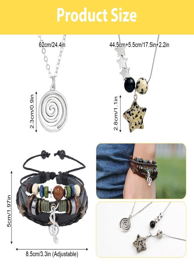 CZMZHFC Multilayer Y2K Star Necklace and Fairycore Grunge Bracelet Set, Handmade Gothic Swirl Star Jewelry, Punk Rock Music Guitar Accessories, Stylish Grunge Jewelry for Women Men - Image 2