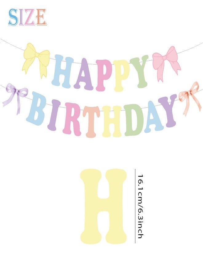 Chictry Bow Happy Birthday Banner Coquette Bows Theme Decorations for Women Girls Party Supplies - Image 3