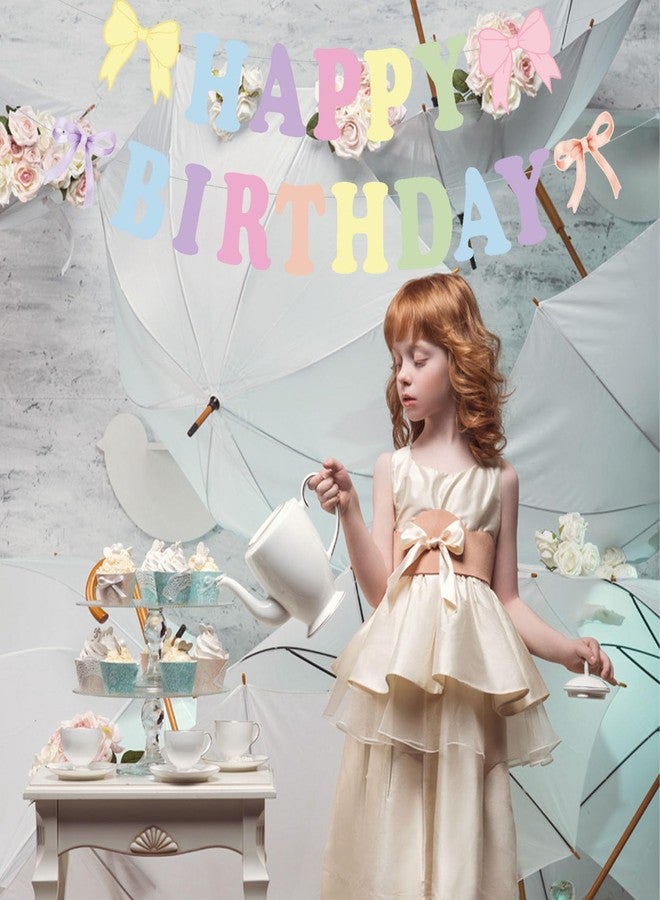 Chictry Bow Happy Birthday Banner Coquette Bows Theme Decorations for Women Girls Party Supplies - Image 4