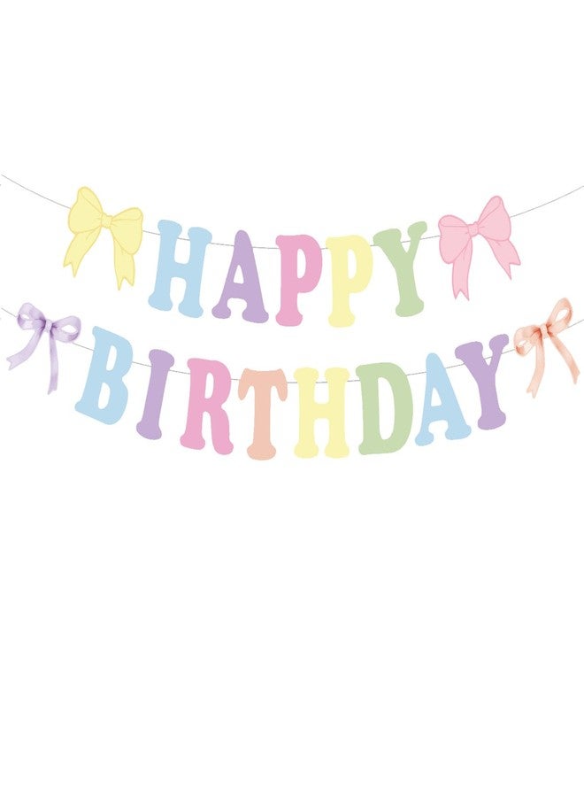 Chictry Bow Happy Birthday Banner Coquette Bows Theme Decorations for Women Girls Party Supplies - Image 1
