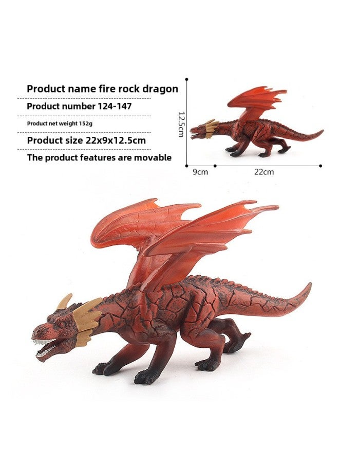 Simulation Warcraft Dragon Model Toy Fire Rock Dragon Stone Dragon Dragon Dragon Dinosaur Animal Jaw Movable Ornament Model-Color:127-1146 Huanglong 88g