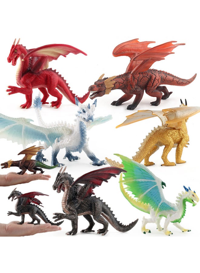 Simulation Warcraft Dragon Model Toy Fire Rock Dragon Stone Dragon Dragon Dragon Dinosaur Animal Jaw Movable Ornament Model-Color:127-1146 Huanglong 88g