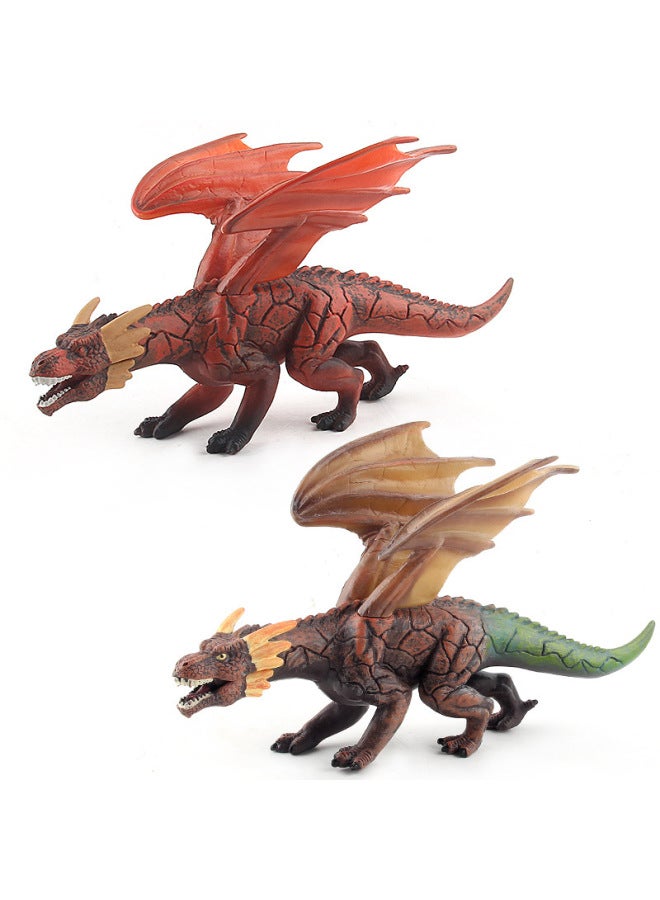 Simulation Warcraft Dragon Model Toy Fire Rock Dragon Stone Dragon Dragon Dragon Dinosaur Animal Jaw Movable Ornament Model-Color:127-1146 Huanglong 88g