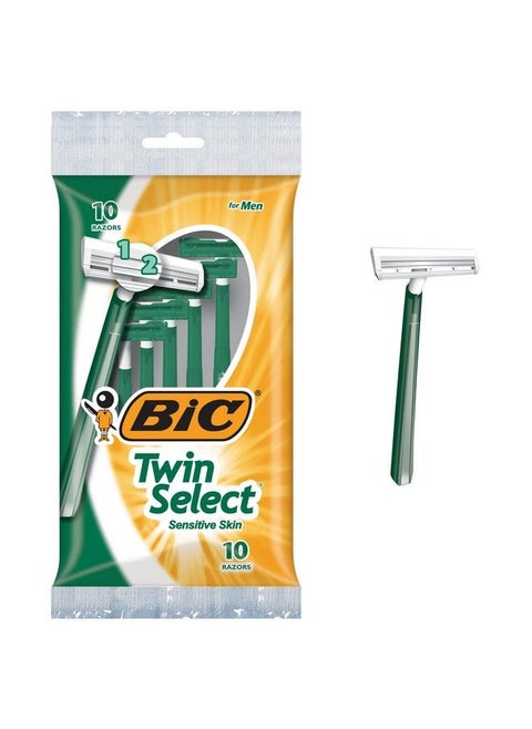 Twin Select Sensitive Skin Disposable Shaver For Men 10Count (Pack Of 3)