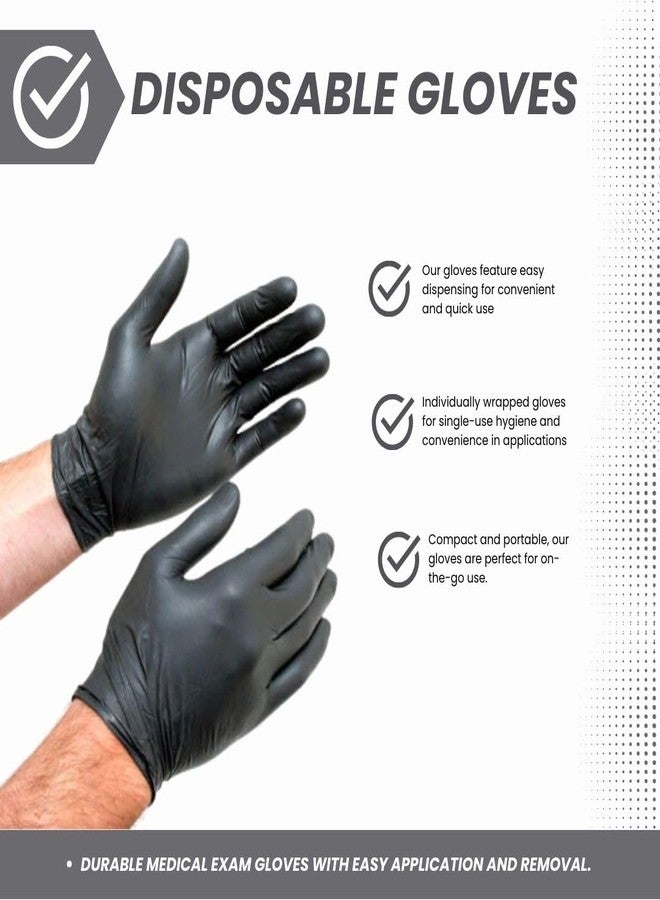 Shamrock Latex Examination Gloves 18012 - Black Disposable Latex-Free, Cooking, Food Handling, Medium Size - Image 3
