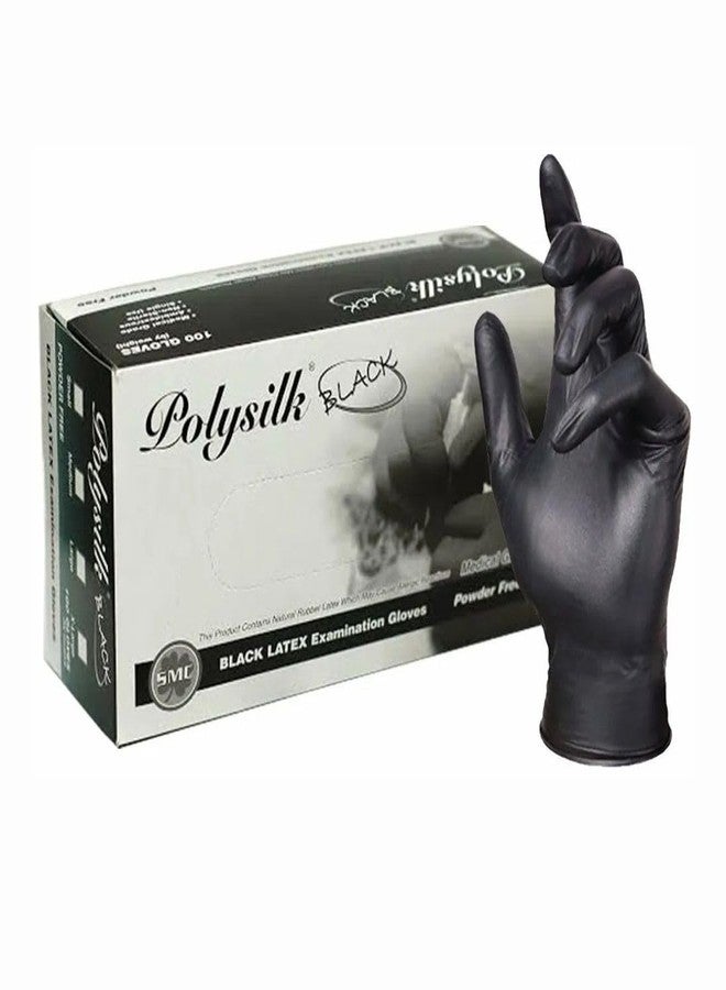 Shamrock Latex Examination Gloves 18012 - Black Disposable Latex-Free, Cooking, Food Handling, Medium Size - Image 1