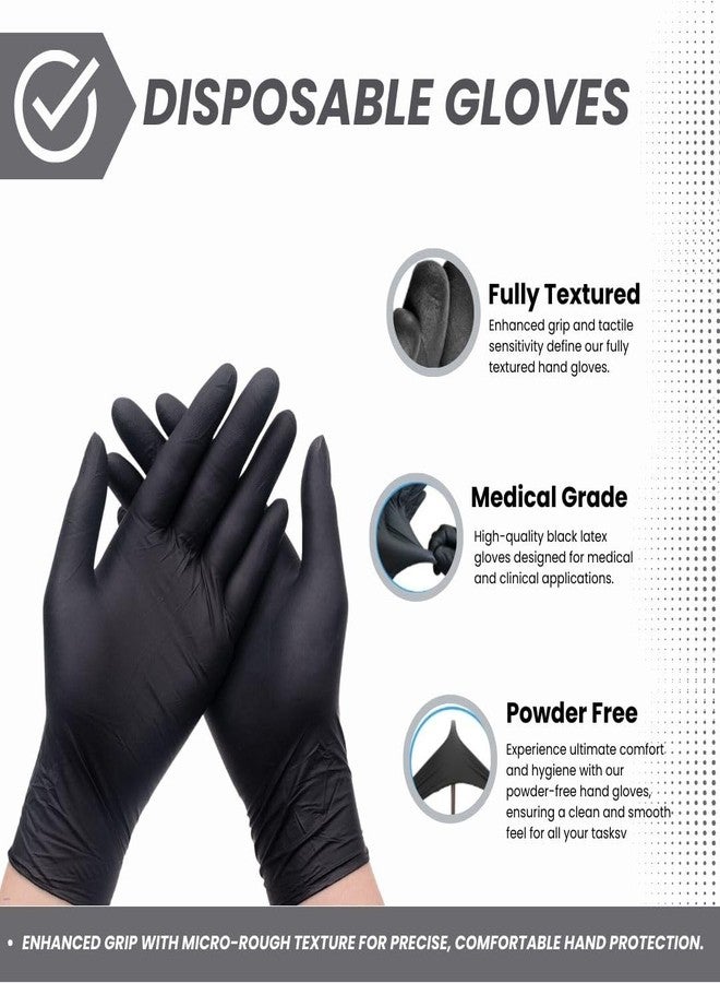 Shamrock Latex Examination Gloves 18012 - Black Disposable Latex-Free, Cooking, Food Handling, Medium Size - Image 2