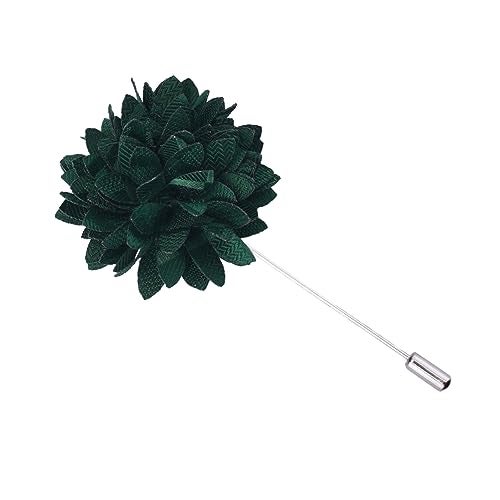 GUSLESON Dark Green Mens Plaid Checkered Wedding Necktie Pocket Square Cufflinks and Lapel Pin Brooch Set (IN6104-27) - Image 5
