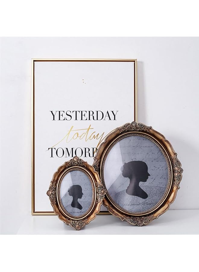 The Bros Vintage Photo Frame 4x6 Inch, Oval Antique Photo Frame Table Top Display Retro Frame, Home Decor Frame Old Fashioned Gold - Image 4