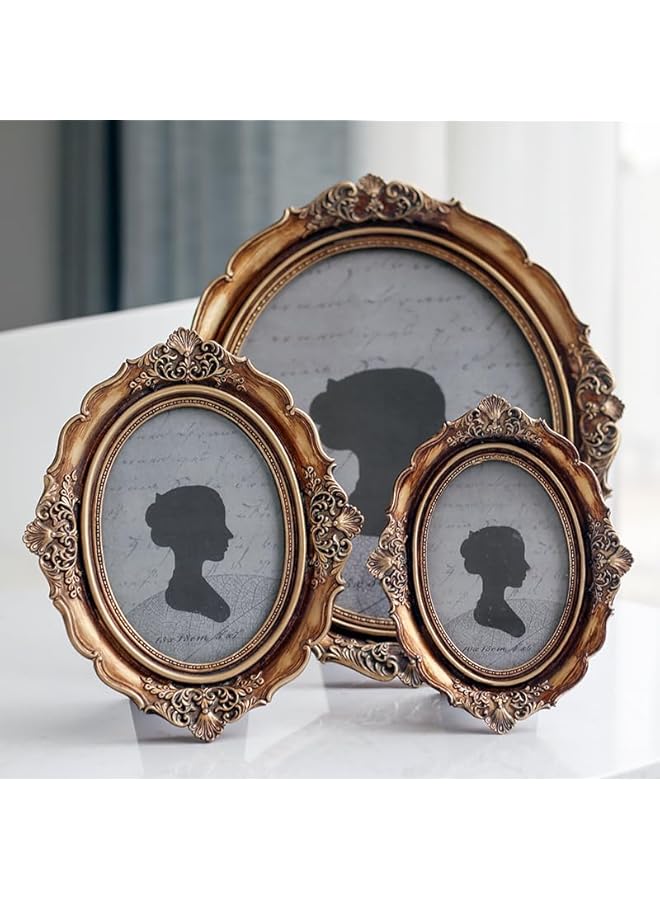 The Bros Vintage Photo Frame 4x6 Inch, Oval Antique Photo Frame Table Top Display Retro Frame, Home Decor Frame Old Fashioned Gold - Image 5