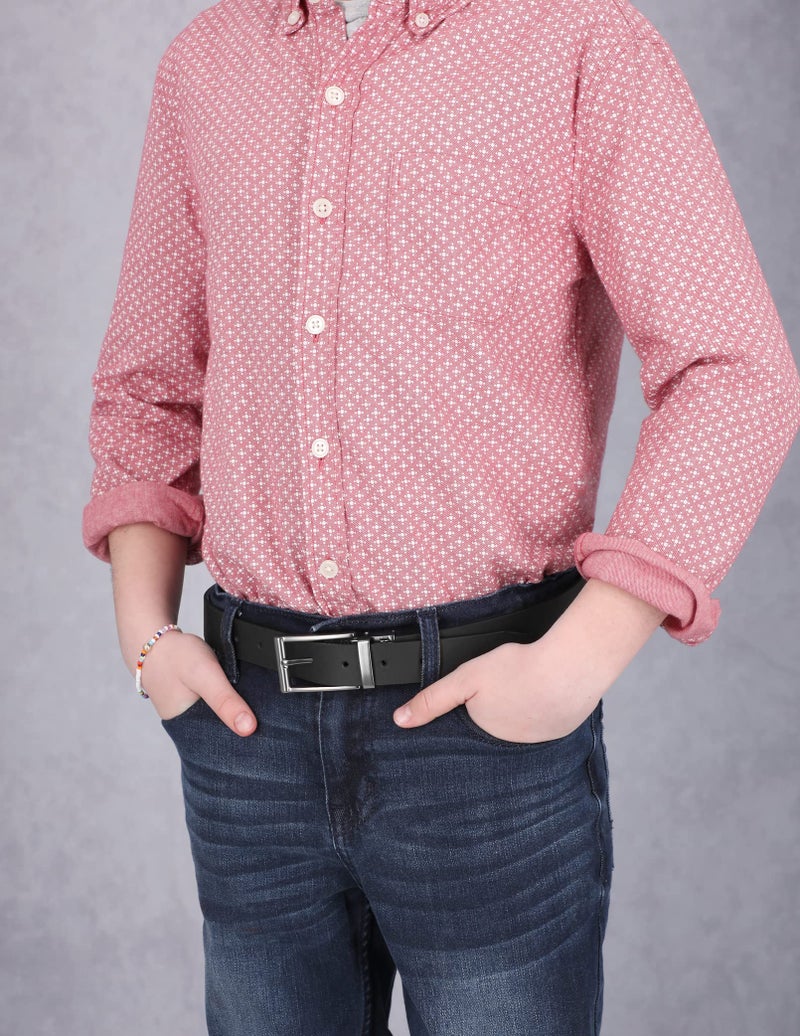 Timberland Boys' Reversible Leather Belt for Kids, Brown/Black, Medium - Image 4