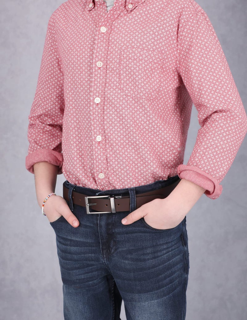 Timberland Boys' Reversible Leather Belt for Kids, Brown/Black, Medium - Image 3