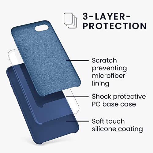 VONZEE® Liquid Silicone Soft Back Cover for iPhone 7 Case, Shockproof Slim Camera & Full Body Protection Non Yellowing Cover with Microfiber Lining & Logo Cut (4.7 Inch) -Blue - Image 3