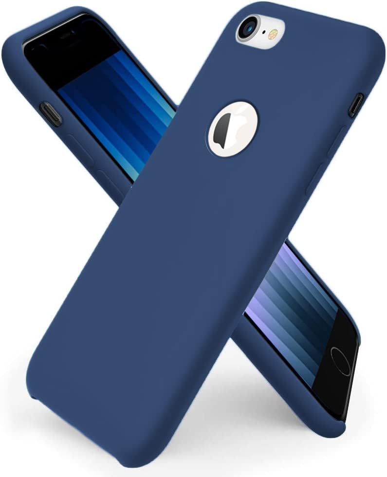 VONZEE® Liquid Silicone Soft Back Cover for iPhone 7 Case, Shockproof Slim Camera & Full Body Protection Non Yellowing Cover with Microfiber Lining & Logo Cut (4.7 Inch) -Blue - Image 1