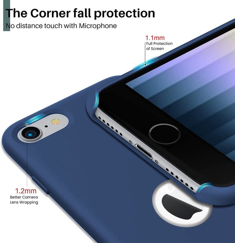 VONZEE® Liquid Silicone Soft Back Cover for iPhone 7 Case, Shockproof Slim Camera & Full Body Protection Non Yellowing Cover with Microfiber Lining & Logo Cut (4.7 Inch) -Blue - Image 5