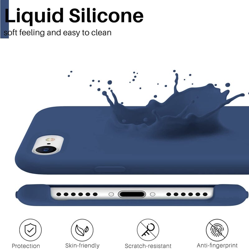VONZEE® Liquid Silicone Soft Back Cover for iPhone 7 Case, Shockproof Slim Camera & Full Body Protection Non Yellowing Cover with Microfiber Lining & Logo Cut (4.7 Inch) -Blue - Image 4