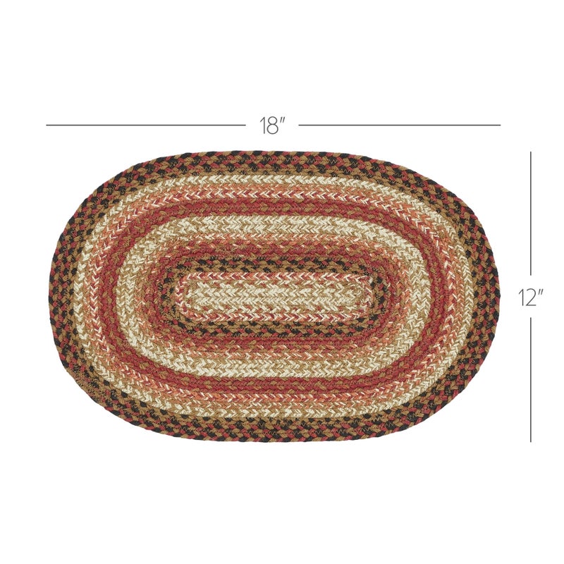 VHC Brands Ginger Spice Table Placemat  Orange Red Natural  Jute Blend  Oval  12x18 Inches - Image 2