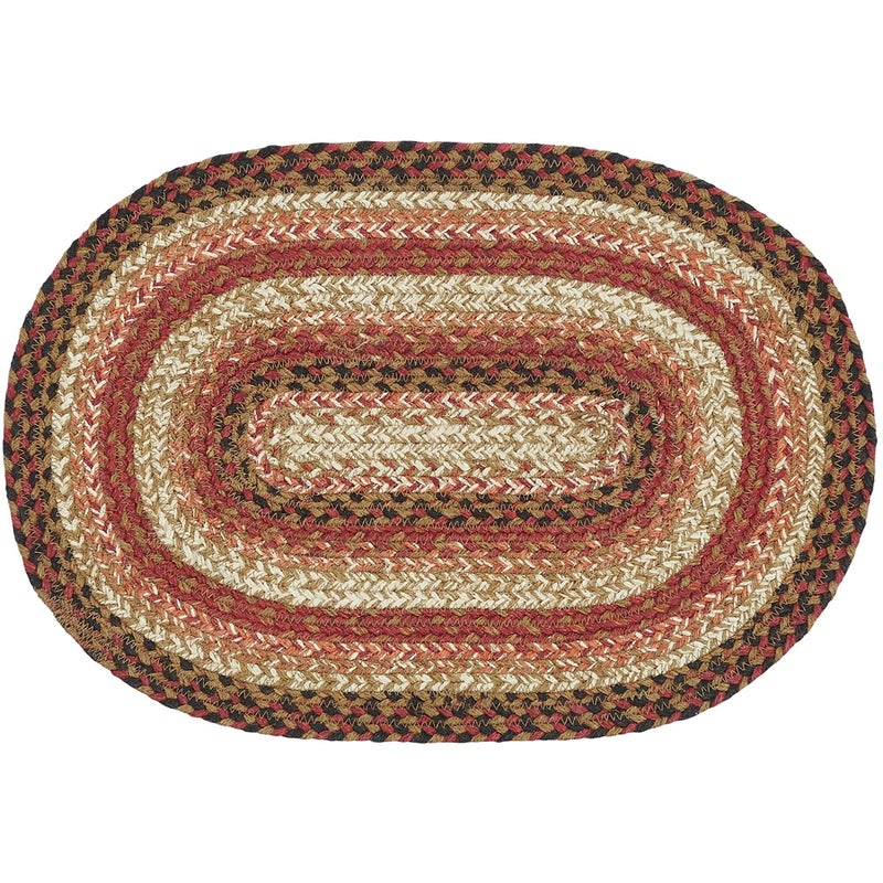 VHC Brands Ginger Spice Table Placemat  Orange Red Natural  Jute Blend  Oval  12x18 Inches - Image 4