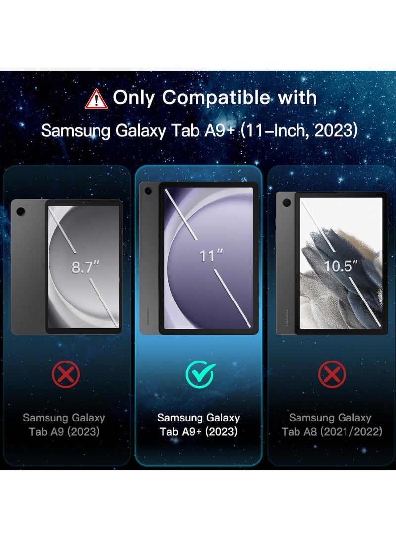 واقي شاشة لجهاز Samsung Galaxy Tab A9+ / A9 Plus مقاس 11 بوصة 2023 مع إطار سهل التركيب من الزجاج المقسى عالي الدقة شفاف 2-Pack - Image 2