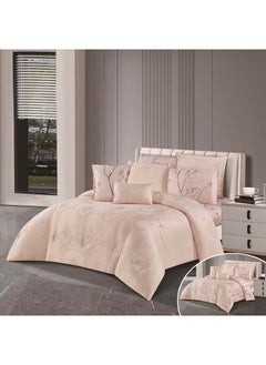 Hours comforter set with a durable and soft jacquard fabric and a modern and distinctive pattern that satisfies all tastes, 8 pieces, king size