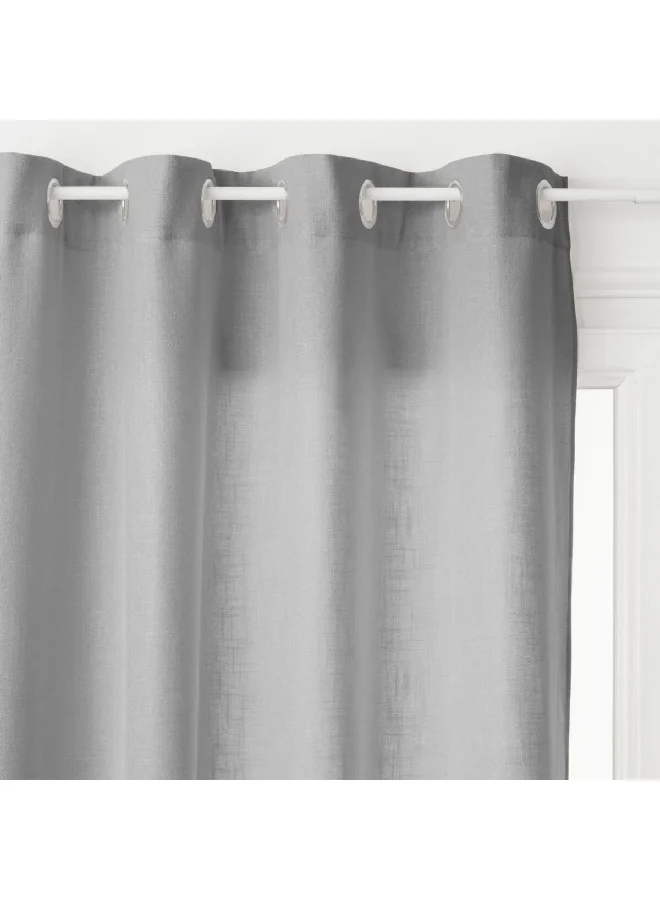 atmosphera 8-Eyelet Rideau Leon Polyester Standard Curtain Grey 140 x 260 cm 146277B