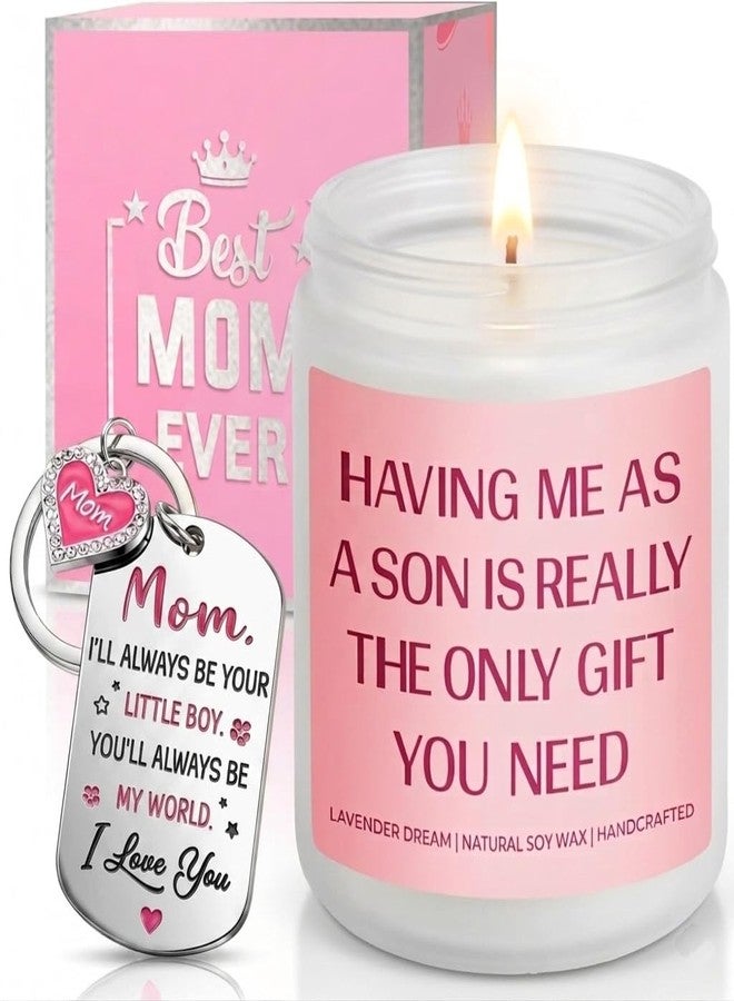 Happy Pop Gifts for Mom from Son - Scented Candle with Mom Keychain Gift Set, Mothers Day Birthday Christmas Gift for Mother Women - Image 1