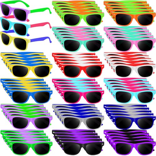 Oleitodh 144 Pack Kids Sunglasses Party Favors Kids Neon Sunglasses Bulk Childrens Sunglasses Boys Girls Eyewear Pack for Goody Bag Fillers Summer Beach Pool Birthday Party Supplies - Image 1