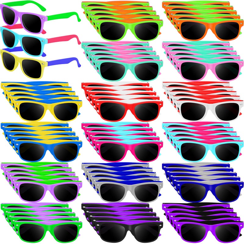 Oleitodh 144 Pack Kids Sunglasses Party Favors Kids Neon Sunglasses Bulk Childrens Sunglasses Boys Girls Eyewear Pack for Goody Bag Fillers Summer Beach Pool Birthday Party Supplies - Image 3