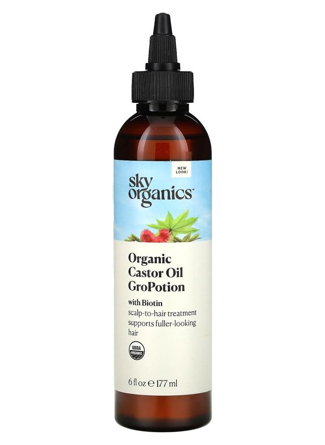 Sky Organics Organic Castor Oil GroPotion with Biotin 6 fl oz (177 ml) 