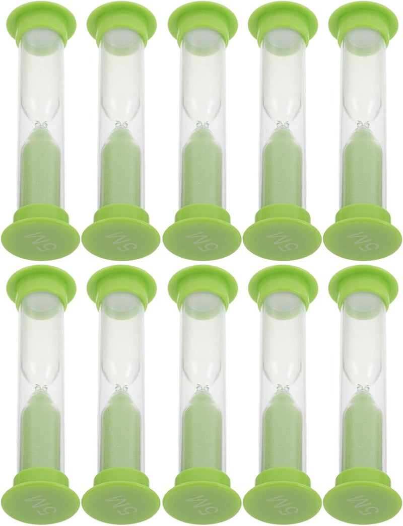 10pcs 5-Minute Sand Timer, Mini Hourglass Sandglass Timer for Classroom, Home, Toothbrushing, and Games, Light Green Plastic Sand Clock - Image 1
