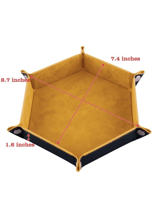 SIQUK 4 Pieces Dice Tray Set Foldable Dice Trays Hexagon Dice Rolling Tray Pu Leather Dice Holder For Dice Games Like Rpg Dnd And Other Table Games(Orange Yellow Cyan Violet) - Image 3