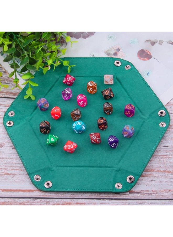 SIQUK 4 Pieces Dice Tray Set Foldable Dice Trays Hexagon Dice Rolling Tray Pu Leather Dice Holder For Dice Games Like Rpg Dnd And Other Table Games(Orange Yellow Cyan Violet) - Image 5