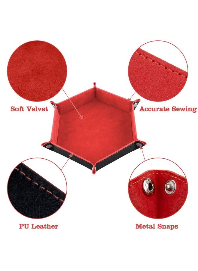 SIQUK 4 Pieces Dice Tray Set Foldable Dice Trays Hexagon Dice Rolling Tray Pu Leather Dice Holder For Dice Games Like Rpg Dnd And Other Table Games(Orange Yellow Cyan Violet) - Image 4
