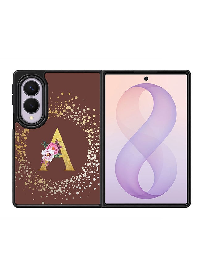 Stylizedd Rugged Case for Samsung Galaxy Z Fold8- Slim Fit Hybrid Rubber Cover Floral Monogram - A (Brown)