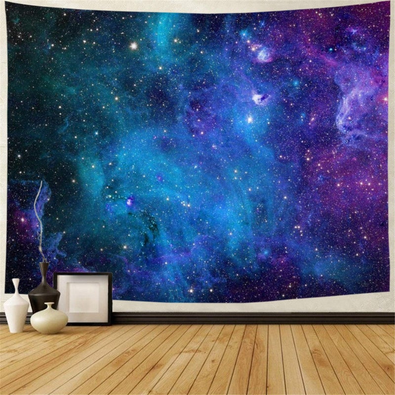 Lahasbja Galaxy Tapestry Blue Starry Sky Universe Space Tapestries Wall Hanging Mysterious Nebula Stars Backdrop for Living Room Dorm - Image 1
