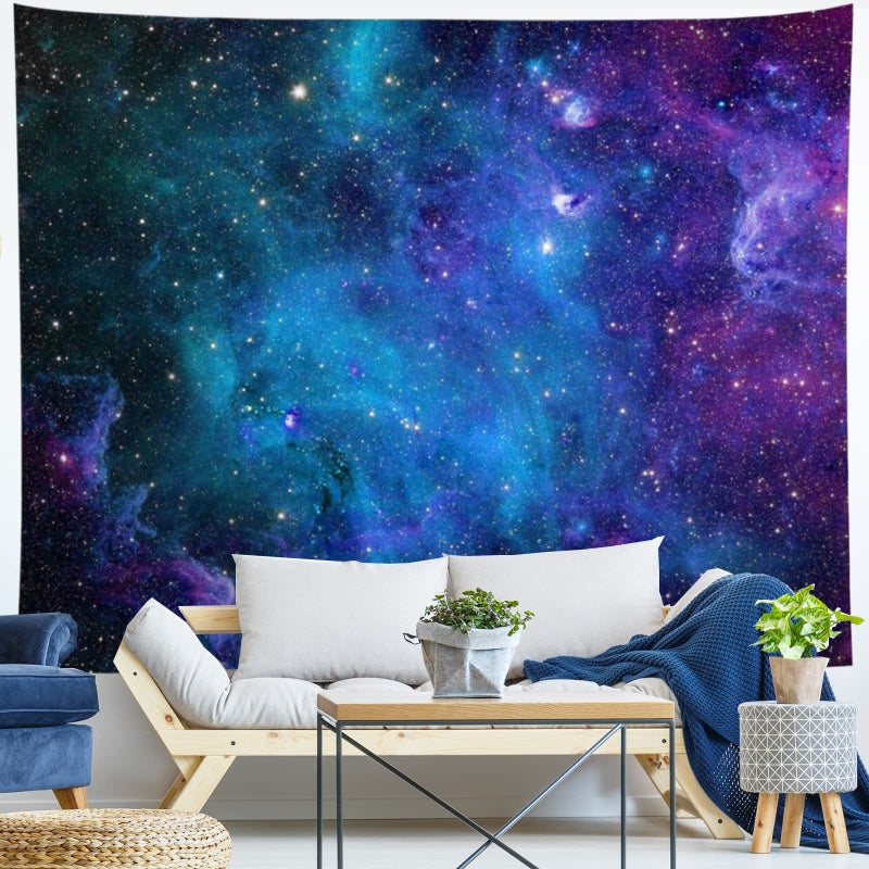 Lahasbja Galaxy Tapestry Blue Starry Sky Universe Space Tapestries Wall Hanging Mysterious Nebula Stars Backdrop for Living Room Dorm - Image 4