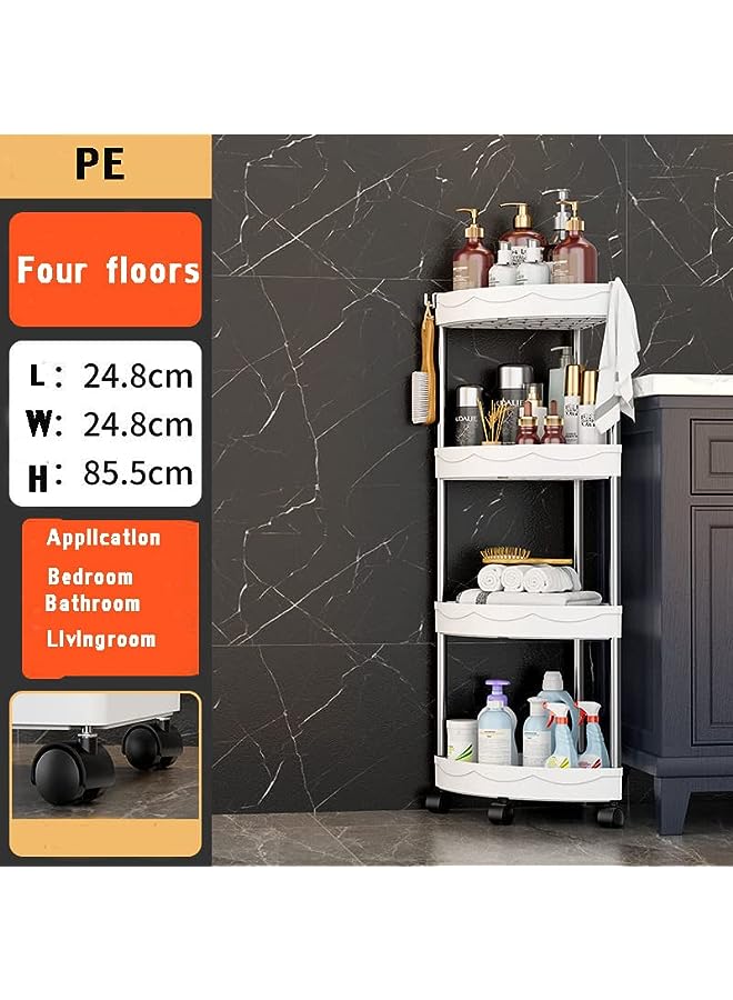 IAF Corner Storage Shelf,Kitchen Triangle Storage Rack with Wheels,Corner Shelves Stand Great for Corner Decor Storage,Fan-Shaped Shelves Holder for Bathroom Living Room Organizer,White - Image 3