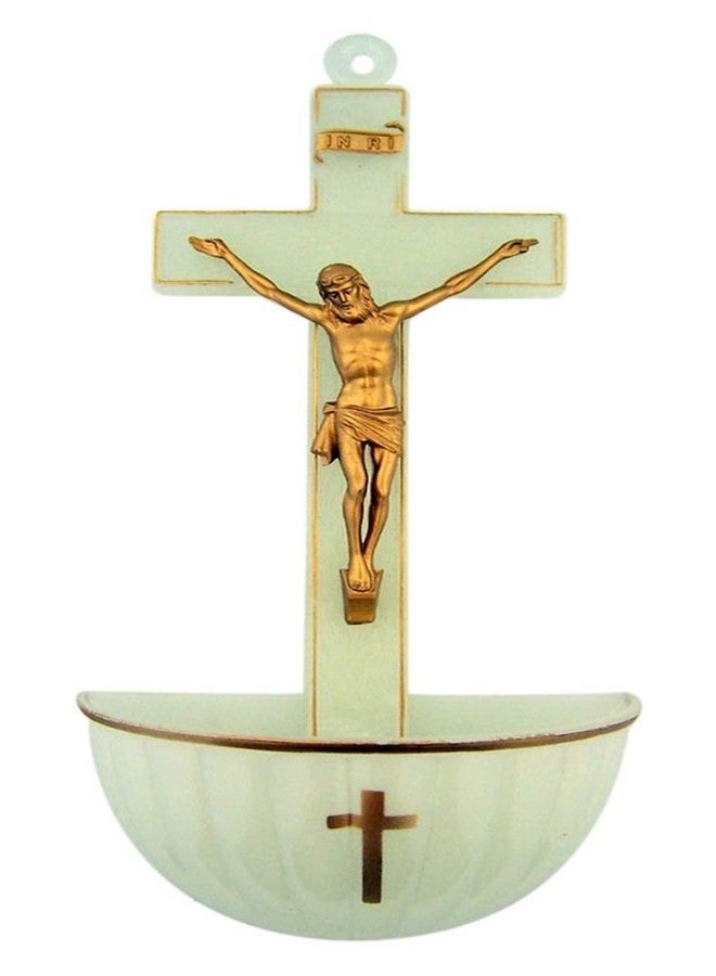 CB Holy Water Fonts for Home Catholic, Jesus Christ Crucifixion, Molded Acrylic Decoration, Luminous, 5 Inch - Image 1